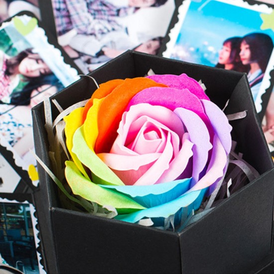 Party's Surprise Explosion Love Flower Box for Birthday Wedding Photo Album Display