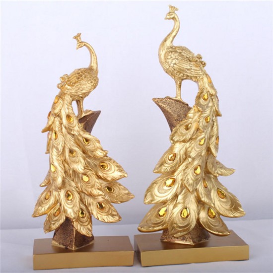 Peacock Resin Desktop Ornament Animal Figurine Statue Home Decorations Crafts