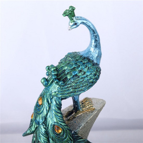 Peacock Resin Desktop Ornament Animal Figurine Statue Home Decorations Crafts