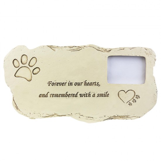 Pet Tombstone Dog Memorial Stone Personalized With Waterproof Photo Frame Features Sympathy Poem Garden Backyard Marker Grave Tombstone - Loss of Dog Gift