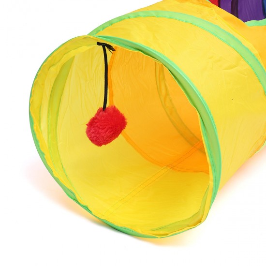 Pet Tunnel Cat Printed Green Crinkly Tunnel Toy With Ball Play Fun Toys