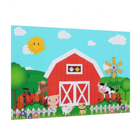 Photography Backgrounds Cartoo Animal Farm Birthday Baby Shower Backdrop Decor