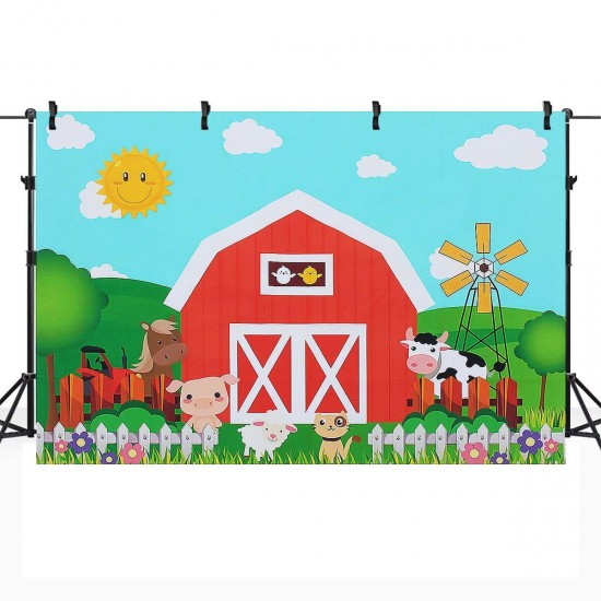 Photography Backgrounds Cartoo Animal Farm Birthday Baby Shower Backdrop Decor