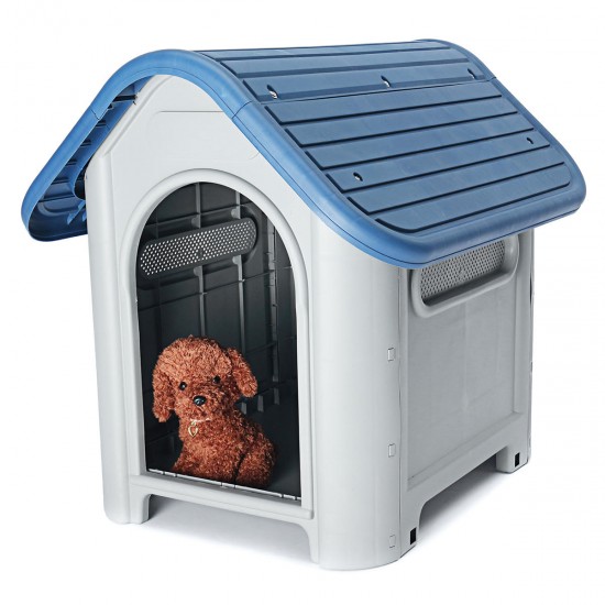 Plastic Dog Kennel Pet Cat House Weatherproof Indoor Outdoor Animal Shelter Cover
