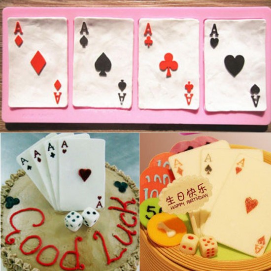 Poker Shape Silicone Chocolate Cake Mold A Poker Card Fondant Candy Baking Mould Decorations