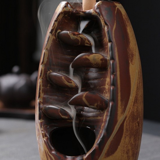 Porcelain Backflow Ceramic Cone Incense Burner Holder Buddhist Censer