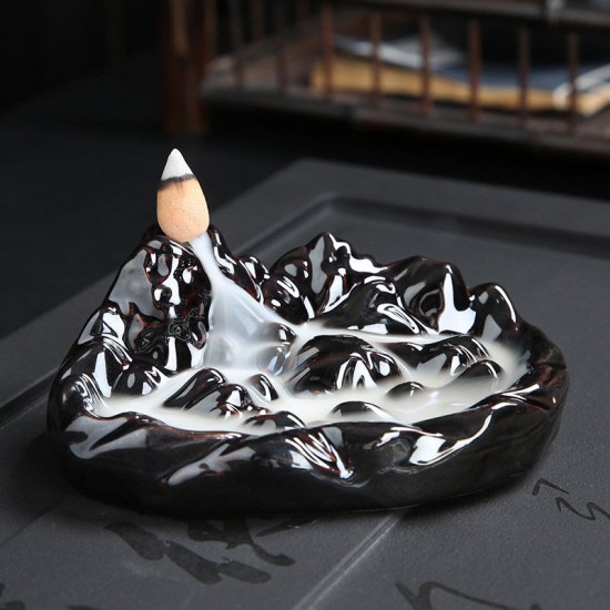 Porcelain Backflow Ceramic Cone Incense Burner Holder Buddhist Cones Home Gift