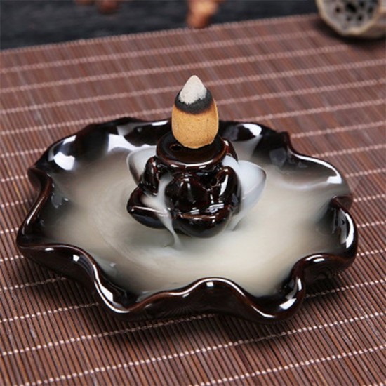Porcelain Backflow Ceramic Cone Incense Burner Holder Buddhist Cones Home Gift