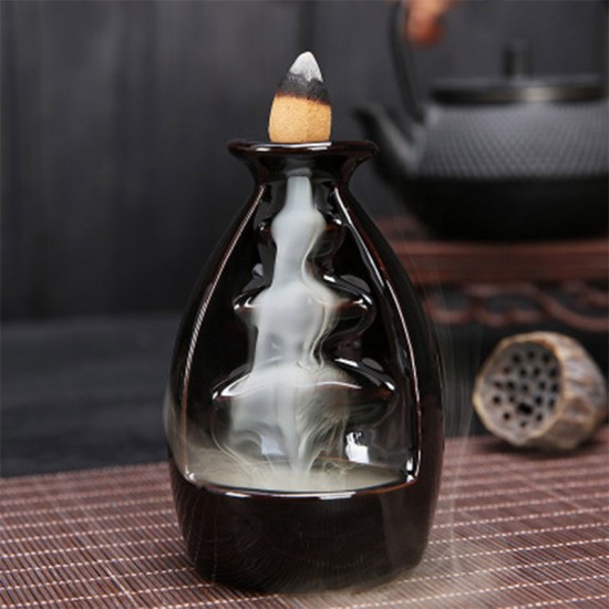 Porcelain Backflow Ceramic Cone Incense Burner Holder Buddhist Cones Home Gift