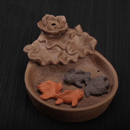 Porcelain Backflow Cone Incense Burner Buddha Ceramic Buddhist Sandalwood Holder Fish Decor Porcelain Backflow Cone Incense Burner Buddha Ceramic Buddhist Sandalwood Holder Fish Decor