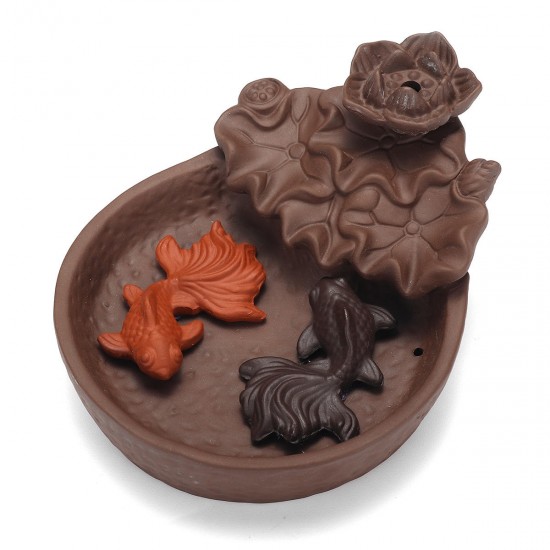 Porcelain Backflow Cone Incense Burner Buddha Ceramic Buddhist Sandalwood Holder Fish Decor Porcelain Backflow Cone Incense Burner Buddha Ceramic Buddhist Sandalwood Holder Fish Decor