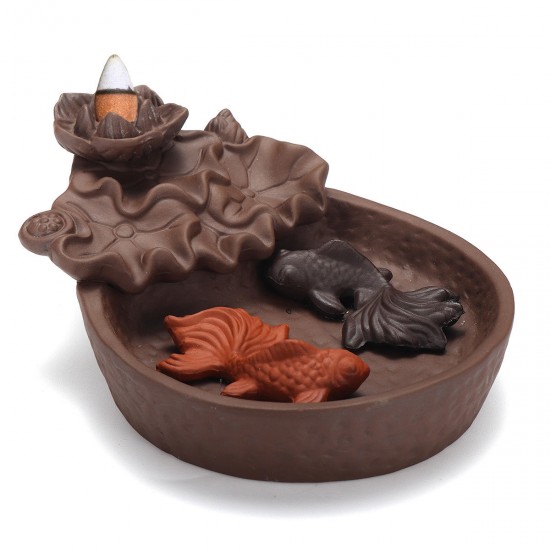 Porcelain Backflow Cone Incense Burner Buddha Ceramic Buddhist Sandalwood Holder Fish Decor Porcelain Backflow Cone Incense Burner Buddha Ceramic Buddhist Sandalwood Holder Fish Decor