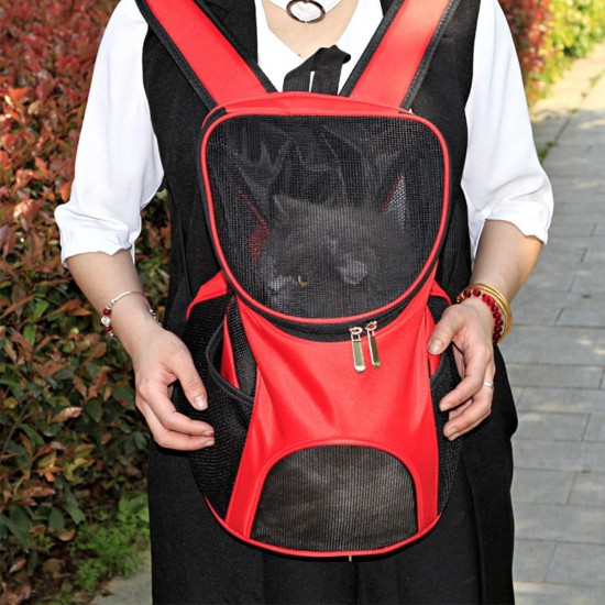 Portable Cat Dog Pet Double Shoulder Mesh Bag Backpack Travel Carrier Case Pouch