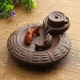 Purple Clay Backflow Incense Cone Burner Stick Holder Water Pond 2 Fish Smoke Back Flow Home Decor
