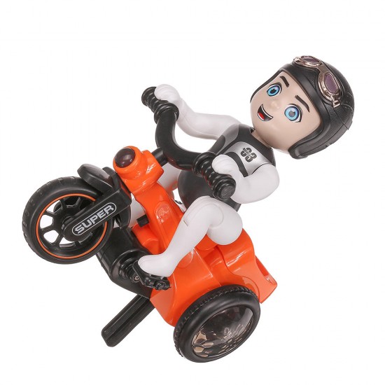 Puzzle Car Toy Trick Stunt Tricycle Light Music Rotate Bike Toys Rechargeable