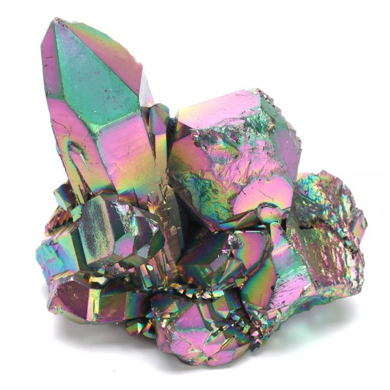 Rainbow Titanium Coated Drusy Quartz Crystals Geode Gemstone Mineral Rocks Decorations