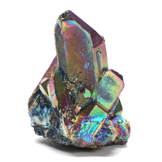 Rainbow Titanium Coated Drusy Quartz Crystals Geode Gemstone Mineral Rocks Decorations