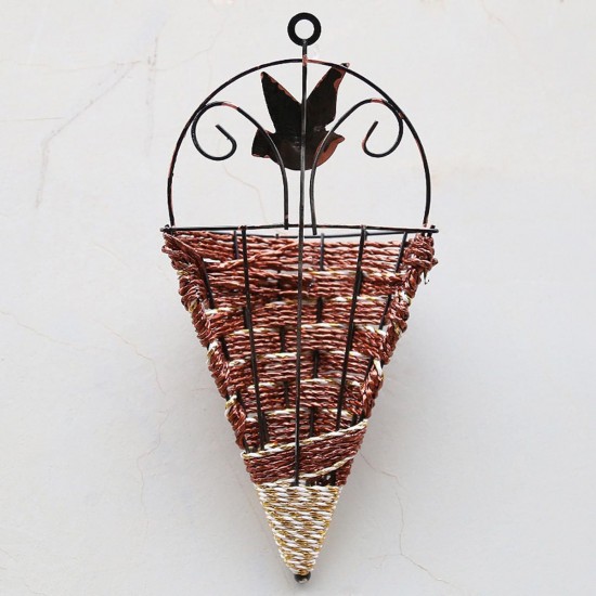 Rattan Hanging Wall Planter Plant Pot Basket Garden Flower Mounted Holder Cone Rattan Hanging Wall Planter Plant Pot Basket Garden Flower Mounted Holder Cone