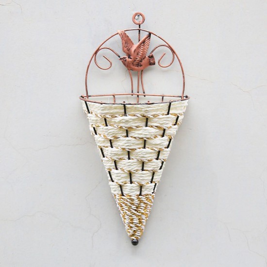 Rattan Hanging Wall Planter Plant Pot Basket Garden Flower Mounted Holder Cone