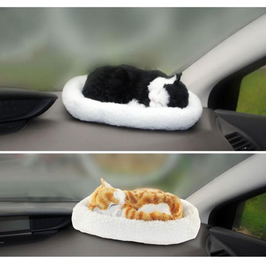Realistic Sleeping Cat Plush Lifelike Figurine Animal Simulated Model Toys