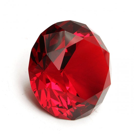 Red Diamond Shaped Crystal Glass Art Paperweight Wedding Favors Shower Home Decor 40mm