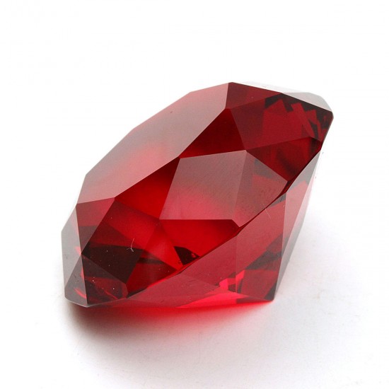 Red Diamond Shaped Crystal Glass Art Paperweight Wedding Favors Shower Home Decor 40mm