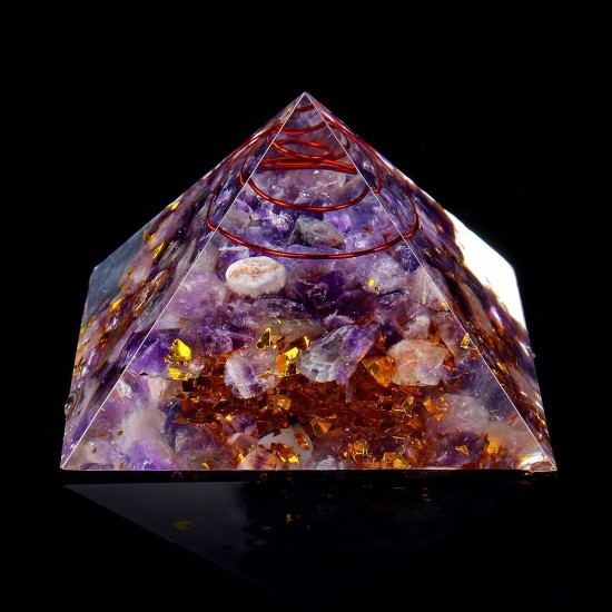 Reiki Energy Charged Large Amethyst Quarz 7 Chakra Pyramid for Crystals