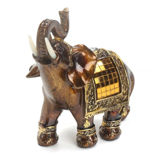 Resin Feng Shui Elegant Elephant Statue Lucky Wealth Figurine Home Decoration Decor