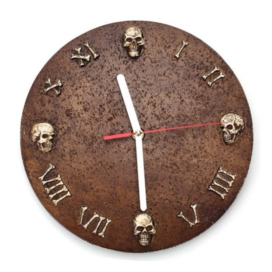 Resin Wall-mounted Skull Head Clock Art Abstract Wall Clock Halloween Home Decorations