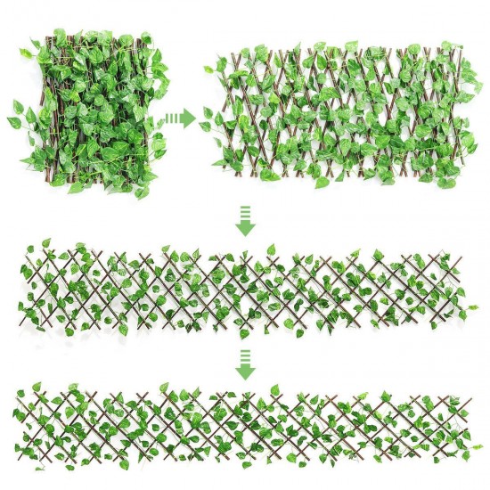 Retractable Artificial Fence Hedge Grass Leaf Flower Panel Mat Garden Decor Retractable Artificial Fence Hedge Grass Leaf Flower Panel Mat Garden Decor