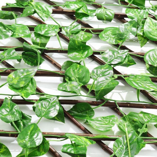 Retractable Artificial Fence Hedge Grass Leaf Flower Panel Mat Garden Decor