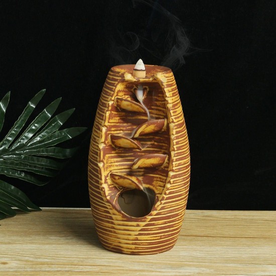 Retro Ceramic Backflow Waterfall Smoke Incense Burner Censer Holder Decor+ Cones Retro Ceramic Backflow Waterfall Smoke Incense Burner Censer Holder Decor+ Cones