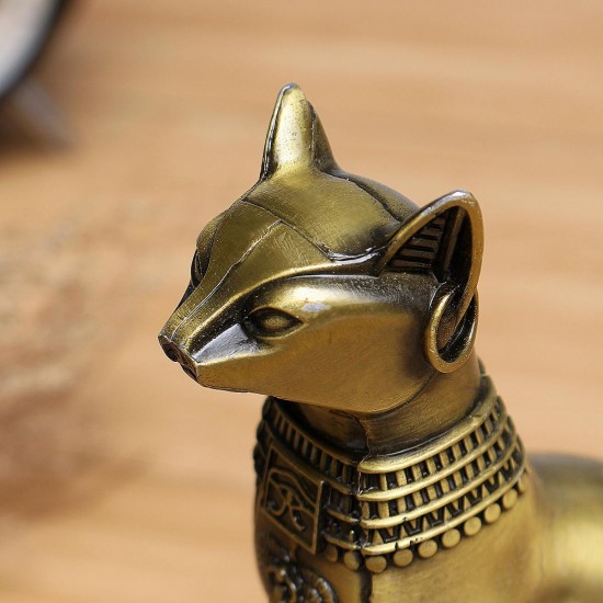 Retro Egyptian Cat Ornament Bronze Alloy Home Decorations Gift Collection Sculpture