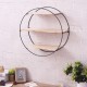 Retro Round Wood Iron Craft Wall Shelf Rack Storage Industrial Style Home Decorations