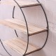 Retro Round Wood Iron Craft Wall Shelf Rack Storage Industrial Style Home Decorations