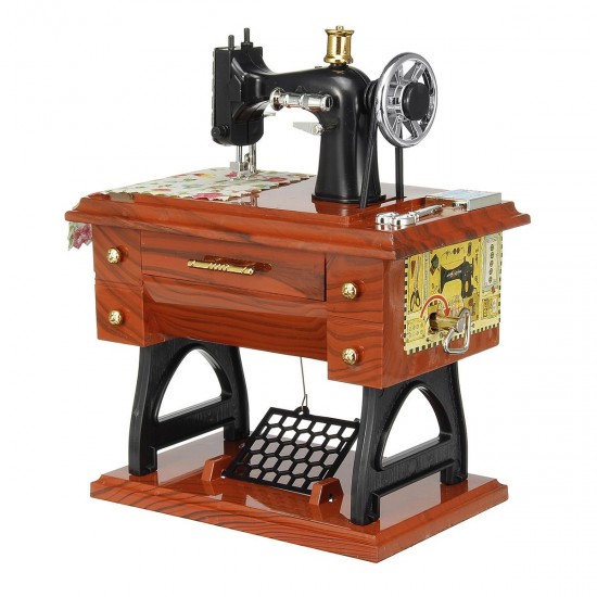 Retro Vintage Music Box Mini Sewing Machine Birthday Kids Gift Table Desk Decor