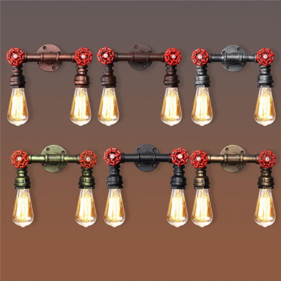 Retro Wall Lamp Industrial Iron Dual Water Pipe Shape Sconce Light Fixture Fitting Home Decor Retro Wall Lamp Industrial Iron Dual Water Pipe Shape Sconce Light Fixture Fitting Home Decor