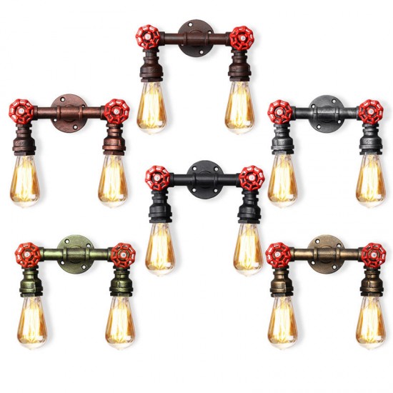 Retro Wall Lamp Industrial Iron Dual Water Pipe Shape Sconce Light Fixture Fitting Home Decor Retro Wall Lamp Industrial Iron Dual Water Pipe Shape Sconce Light Fixture Fitting Home Decor
