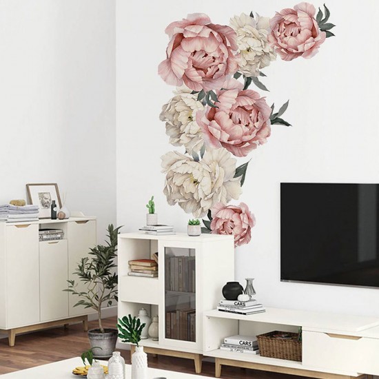 Romantic Peony Flowers Wall Sticker Art Decal Background Living Room Home Decor Romantic Peony Flowers Wall Sticker Art Decal Background Living Room Home Decor