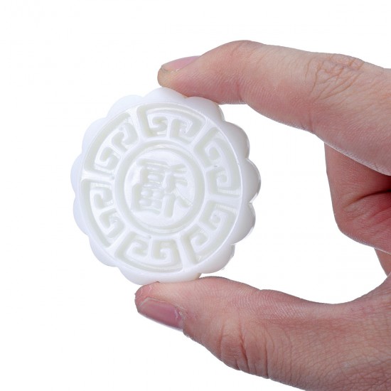 Round Mooncake Pastry Mold 63g Cookies DIY Press Mould Festival Decor w/ 6 Flower Pattern Stamps