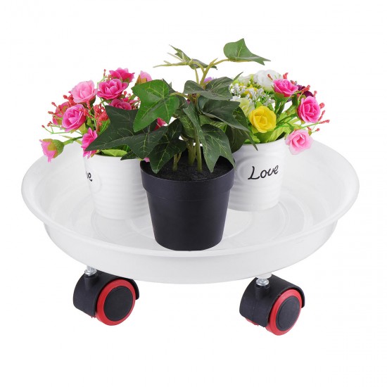 Round Rolling Garden Plant Flower Pot Moving Wheels Trolley Plate Resin Stand