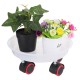 Round Rolling Garden Plant Flower Pot Moving Wheels Trolley Plate Resin Stand