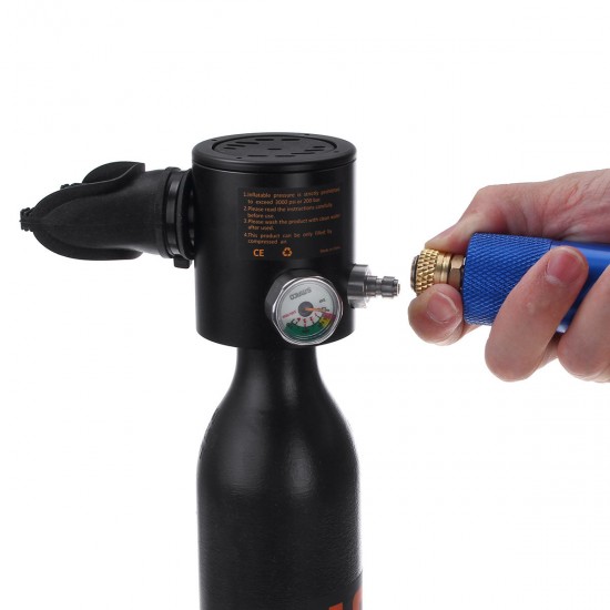 0.5L Portable Diving Reserve Air Tank Set Hand Pump Oxygen Cylinder Mini Operated Pump