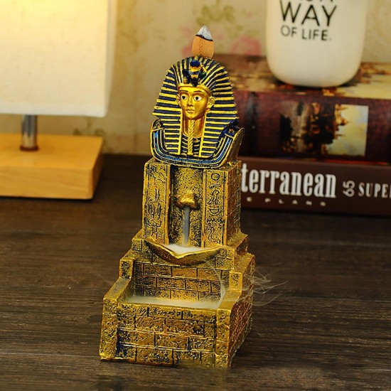Seraphic Egyptian Pharaoh King Golden Backflow Incense Burner Holder Seraphic Egyptian Pharaoh King Golden Backflow Incense Burner Holder