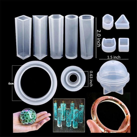 Silicone Casting Resin Molds Set For Resin Jewelry DIY Resin Pendant Bracelet Silicone Casting Mould