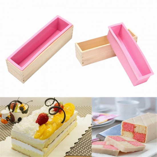 Silicone Loaf Bread Cake Mold Soap Making Mould Biscuit Baking Tool with Wooden Box Silicone Loaf Bread Cake Mold Soap Making Mould Biscuit Baking Tool with Wooden Box