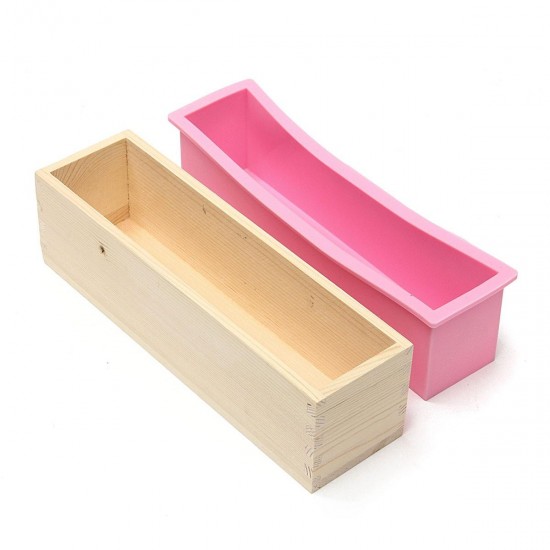 Silicone Loaf Bread Cake Mold Soap Making Mould Biscuit Baking Tool with Wooden Box Silicone Loaf Bread Cake Mold Soap Making Mould Biscuit Baking Tool with Wooden Box