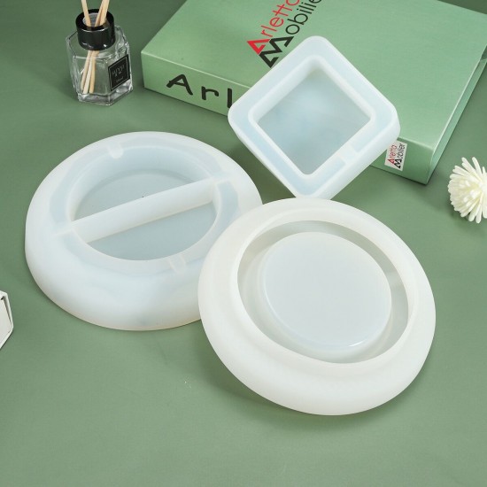 Silicone Mold Round Square Ashtray Epoxy Resin DIY Making Mould Handmade Craft