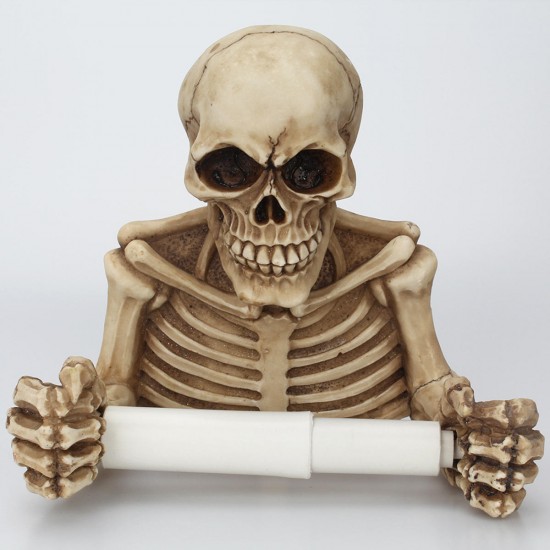 Skull Paper Roll Holder Wall Mount Toilet Bone Dry Skeleton Bathroom Decorations Paper Shelf Holder