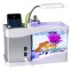 Small Aquarium Mini Fish Tank Goldfish Bowl Lamp Thermometer Alarm Clock LED Light